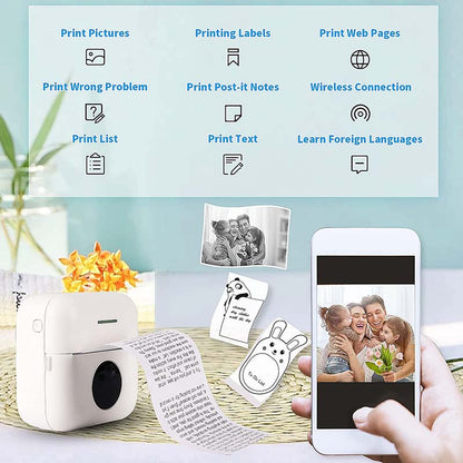 Mini Printer Bluetooth Wireless Mobile Phone Pocket Printer Sticker Maker Paper Label Photo Printing Portable Thermal Printer