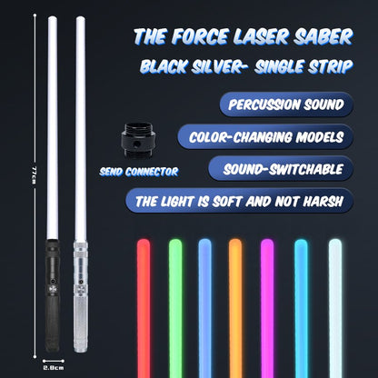 77CM laser metal lightsaber rechargeable flash 2 in 1 shock black technology sound effect 15 color childrens toys birthday gifts